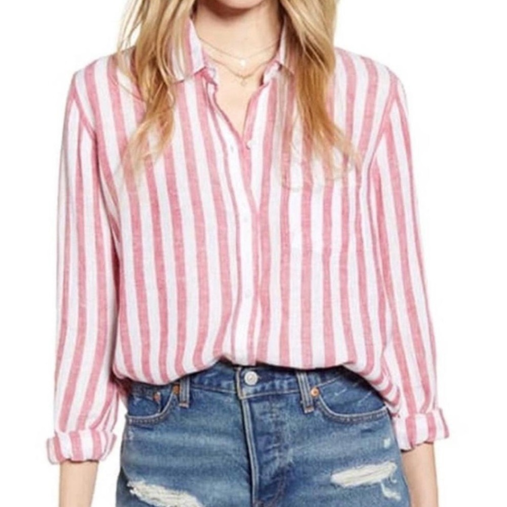 RAILS Charli Striped Pink Button-Up Women's Top